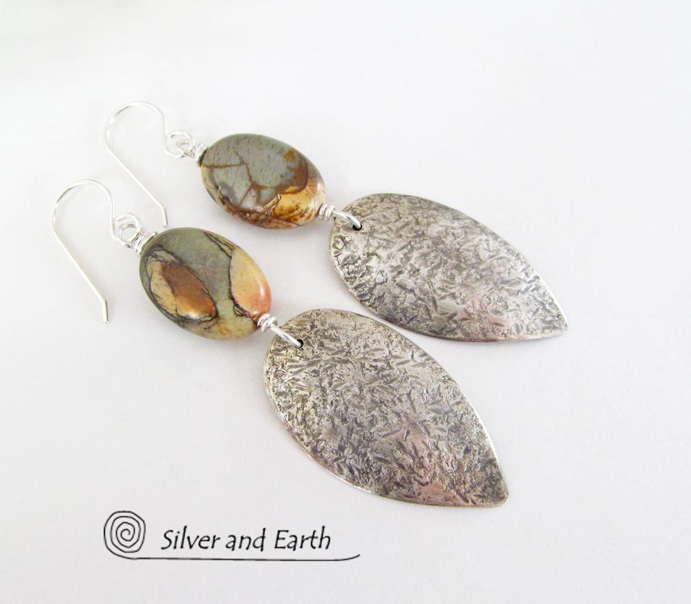 Picasso Jasper Sterling Silver Earrings - Natural Stone & Silver Jewelry