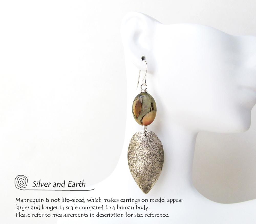 Picasso Jasper Sterling Silver Earrings - Natural Stone & Silver Jewelry