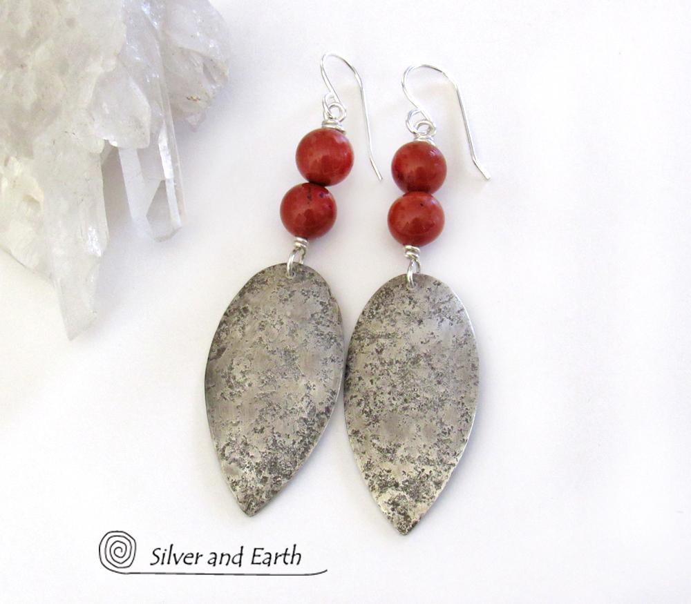 Red Jasper Sterling Silver Earrings - Handmade Silver & Stone Jewelry