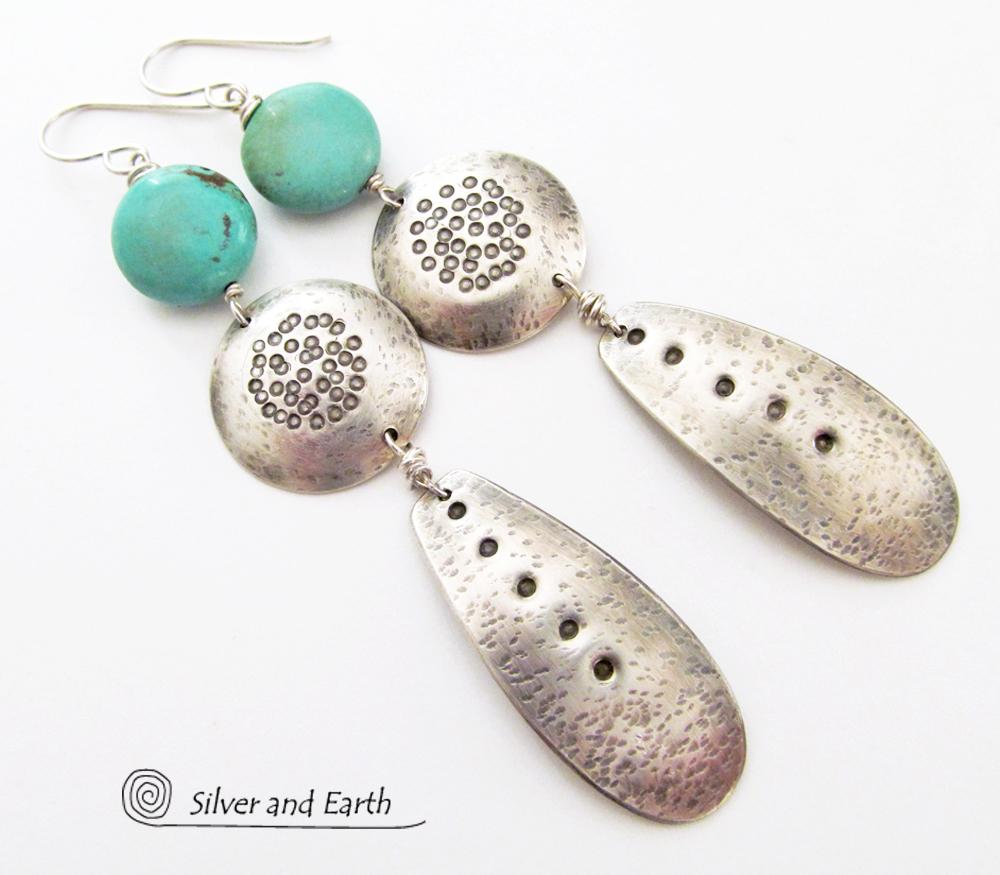Sterling Silver Earrings with Sleeping Beauty Turquoise - Southwestern Jewelry