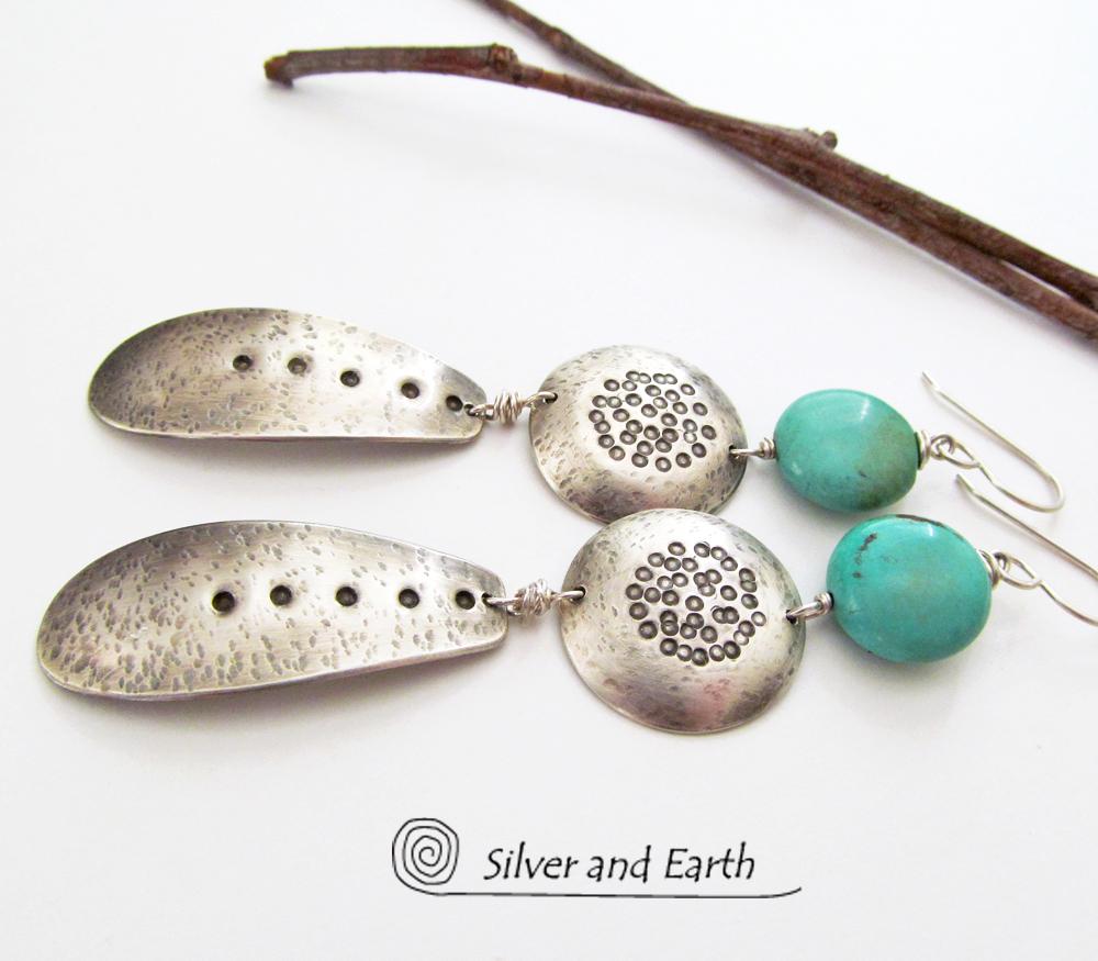 Sterling Silver Earrings with Sleeping Beauty Turquoise - Southwestern Jewelry
