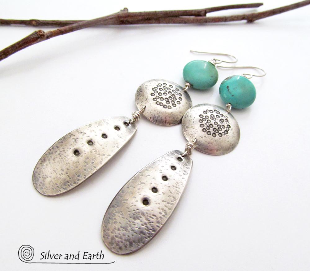 Sterling Silver Earrings with Sleeping Beauty Turquoise - Southwestern Jewelry