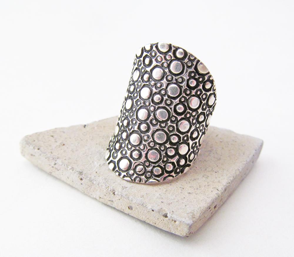 Organic Textured Sterling Silver Ring - Unique Modernist Jewelry