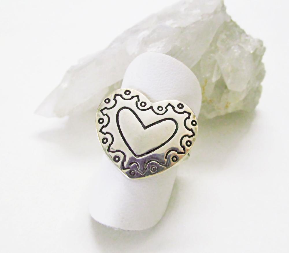 Sterling Silver Heart Ring - Romantic Gift for Her