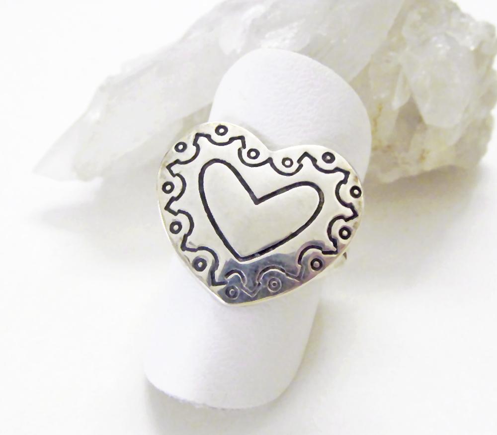 Sterling Silver Heart Ring - Romantic Gift for Her