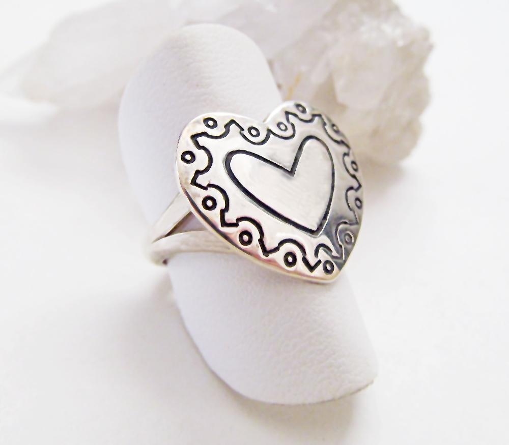 Sterling Silver Heart Ring - Romantic Gift for Her