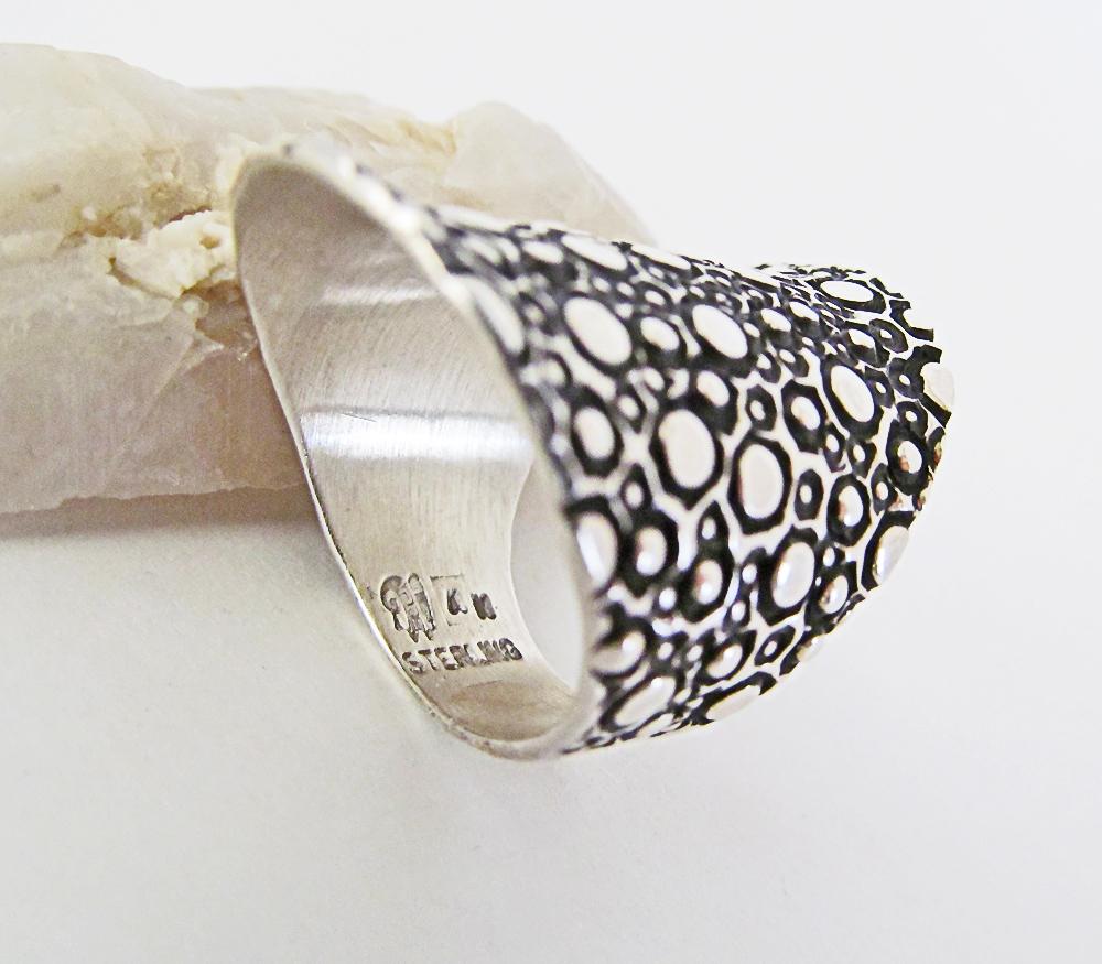 Organic Textured Sterling Silver Ring - Unique Modernist Jewelry