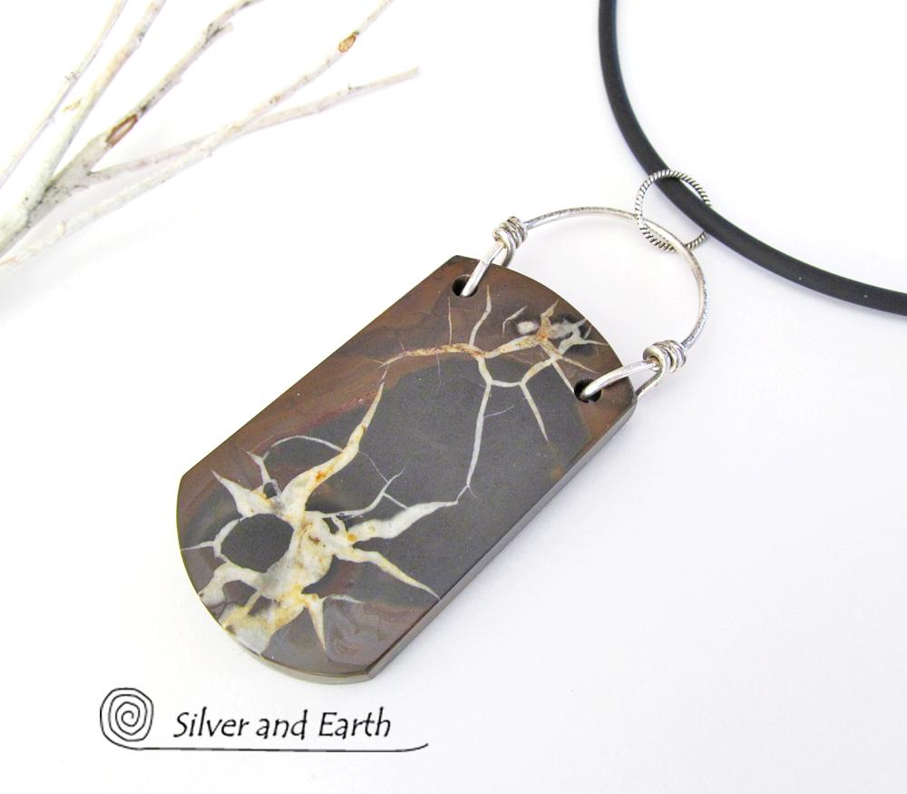 Septarian Fossil Necklace with Sterling Silver - Ancient Natural Fossil Jewelry