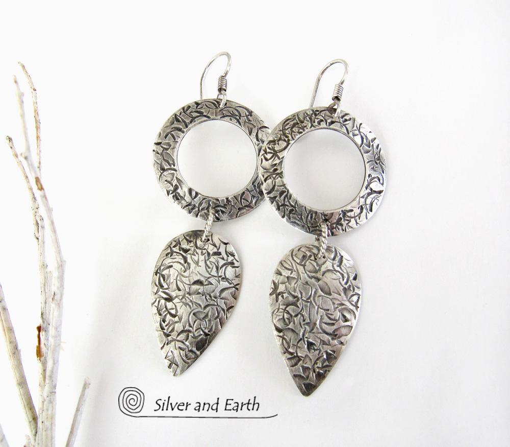 Modern Sterling Silver Dangle Earrings - Contemporary Silver Jewelry
