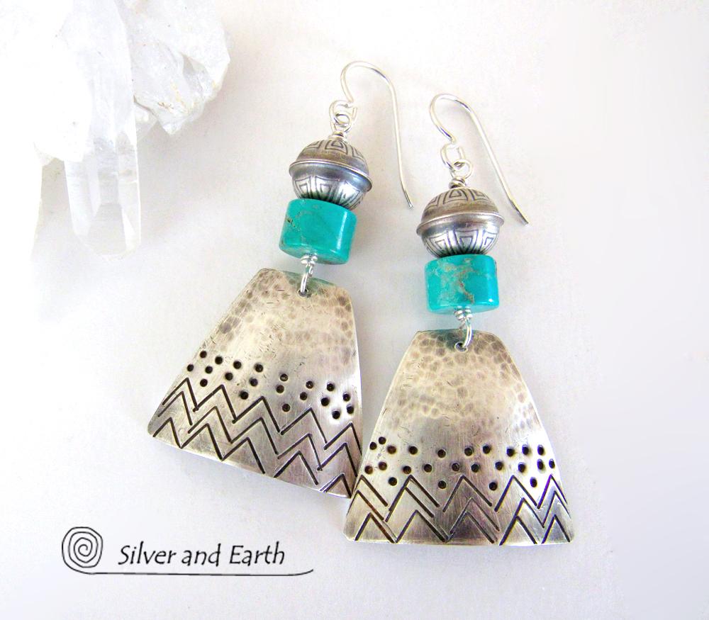 Sterling Silver Earrings with Turquoise - Southwestern Style Jewelry