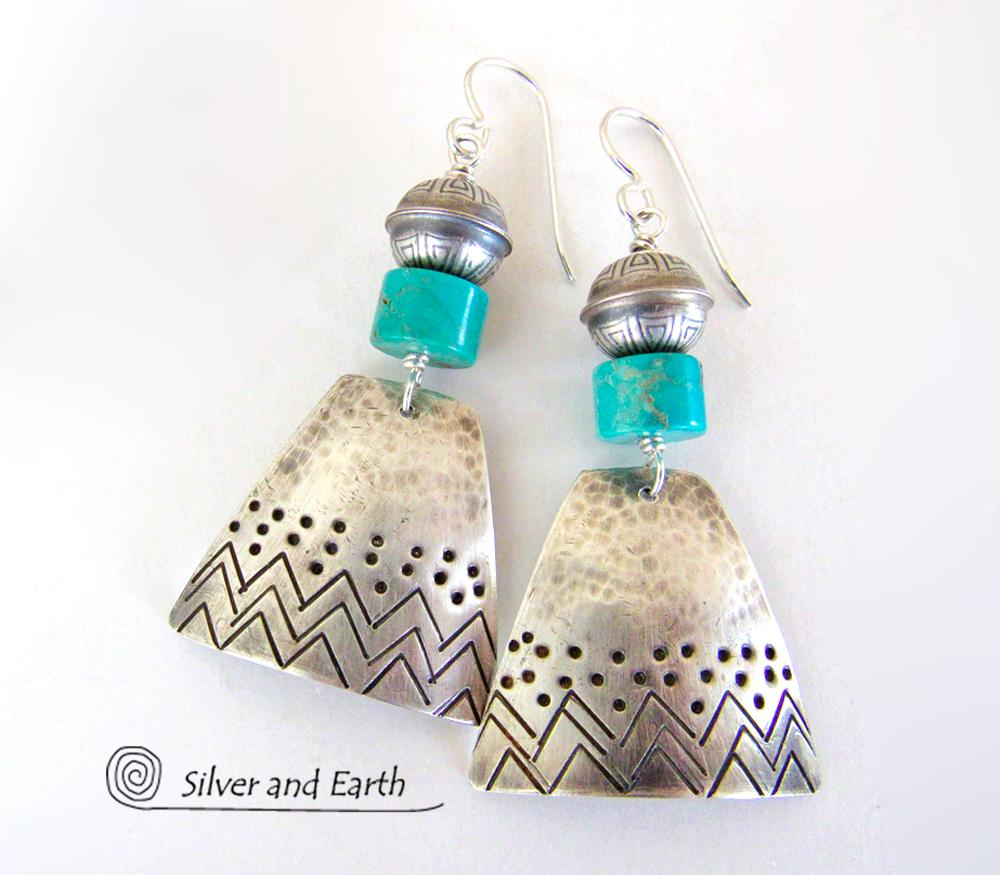Sterling Silver Earrings with Turquoise - Southwestern Style Jewelry