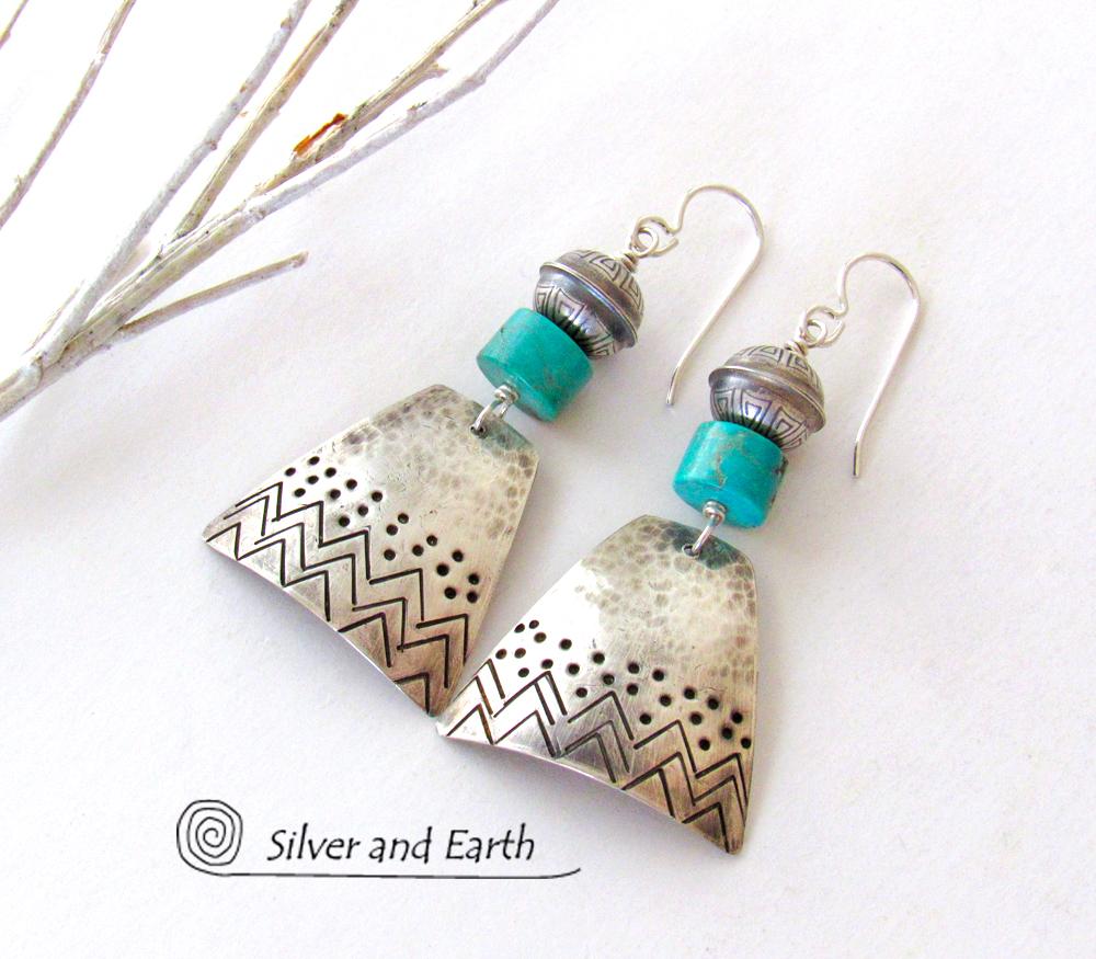 Sterling Silver Earrings with Turquoise - Southwestern Style Jewelry