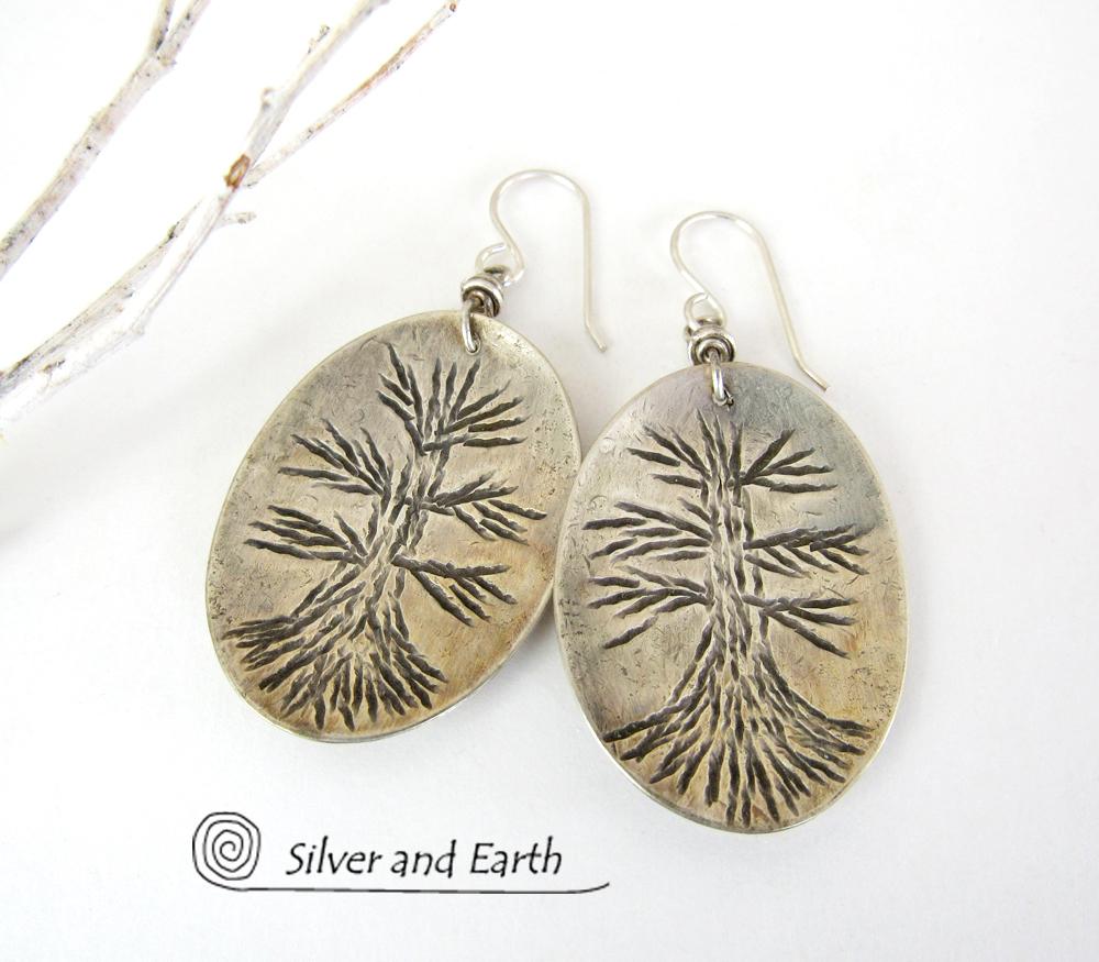 Tree of Life Sterling Silver Earrings - Earthy Nature Jewelry
