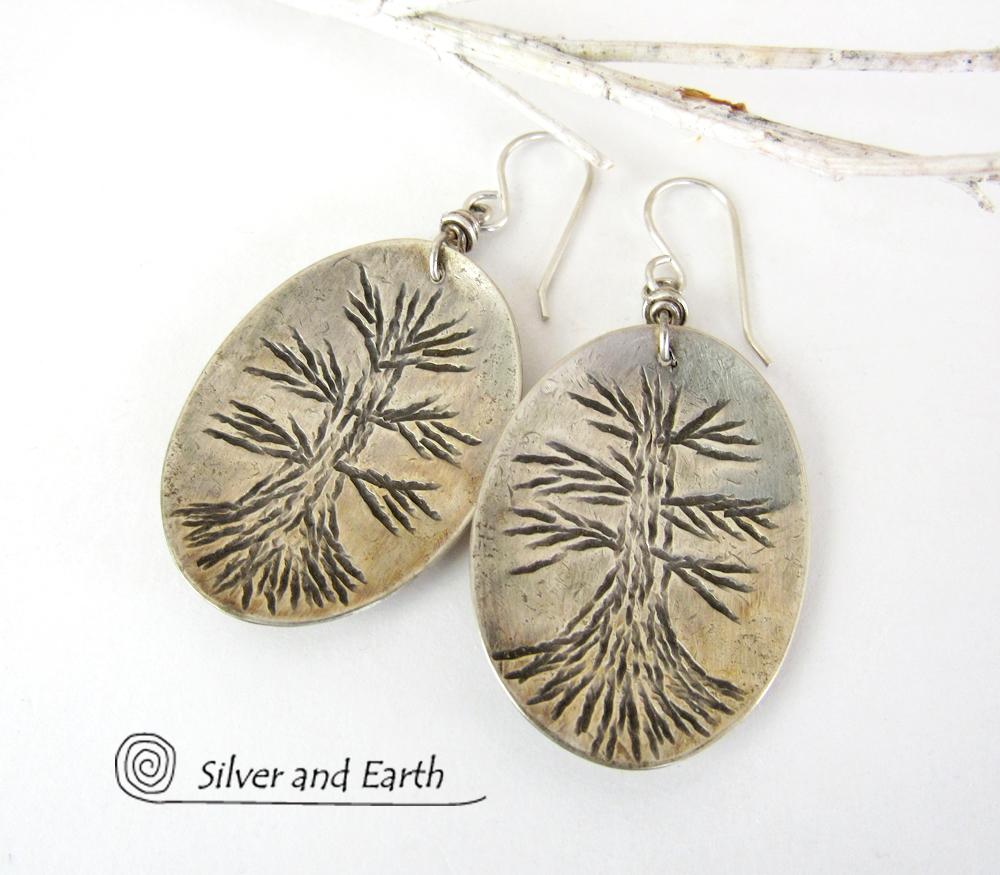 Tree of Life Sterling Silver Earrings - Earthy Nature Jewelry
