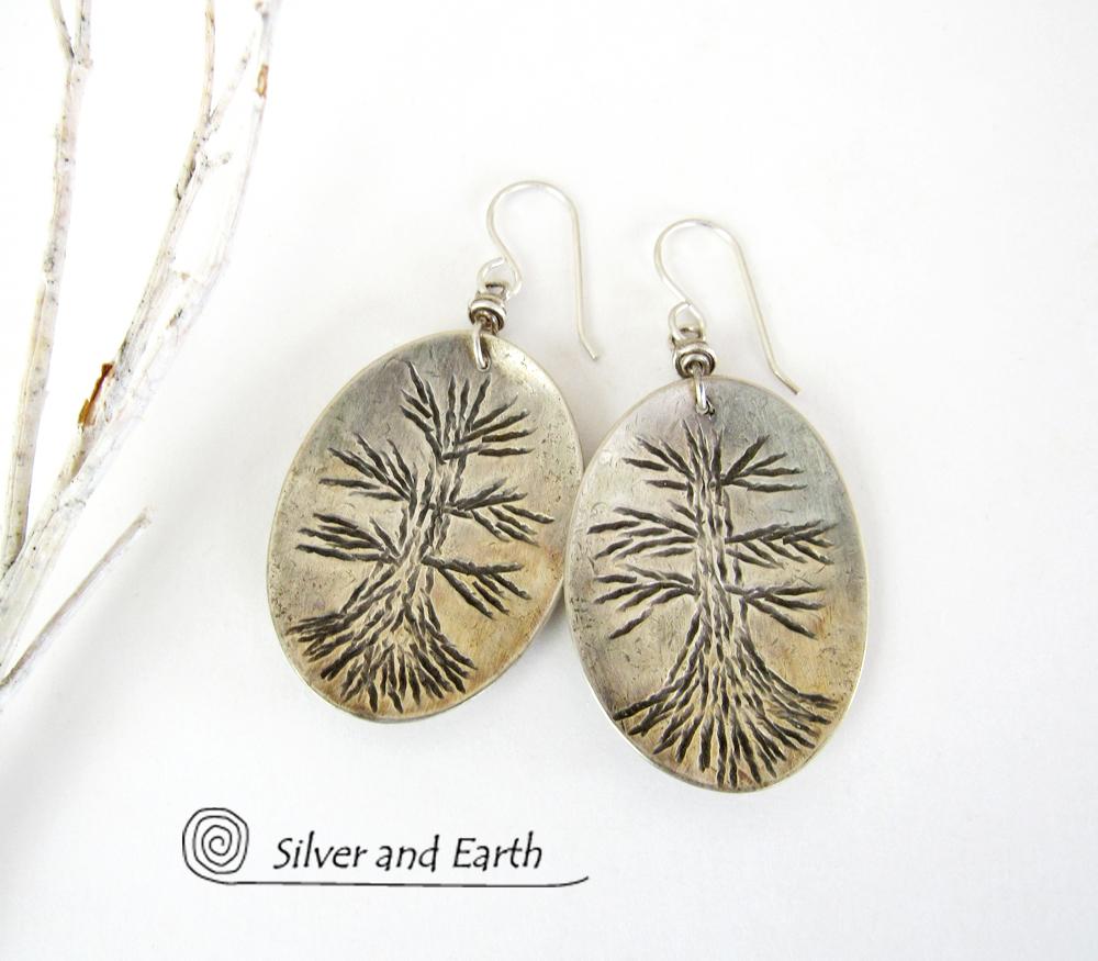 Tree of Life Sterling Silver Earrings - Earthy Nature Jewelry