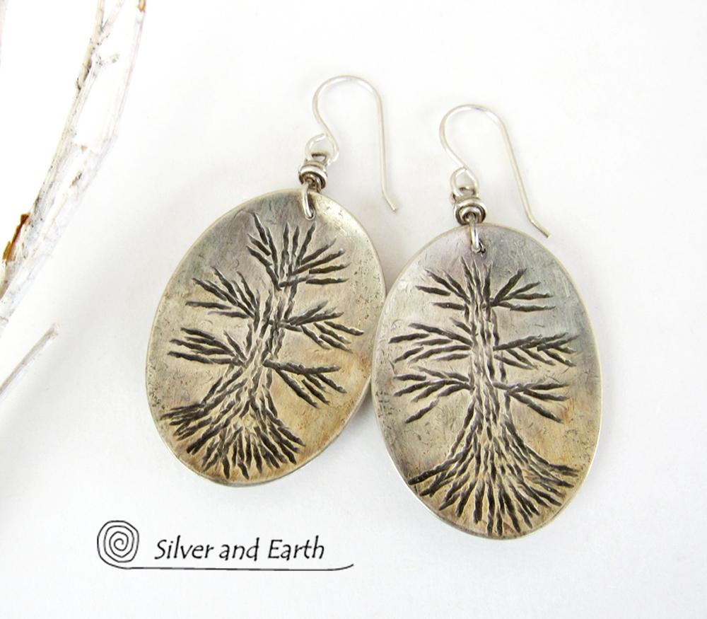 Tree of Life Sterling Silver Earrings - Earthy Nature Jewelry
