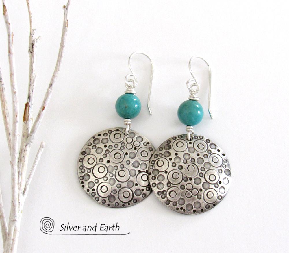 Sterling Silver & Turquoise Earrings - Unique Handcrafted Artisan Silver Jewelry