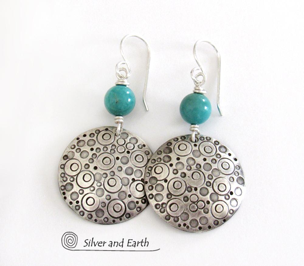 Sterling Silver & Turquoise Earrings - Unique Handcrafted Artisan Silver Jewelry