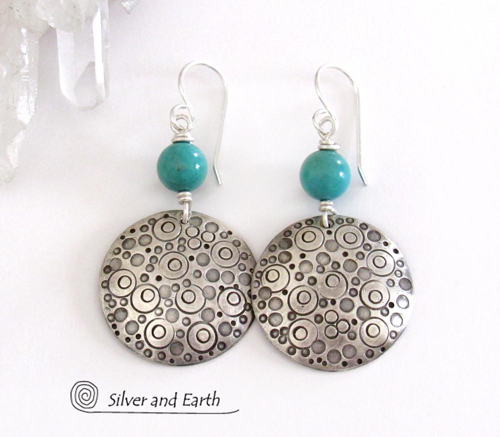 Sterling Silver & Turquoise Earrings - Unique Handcrafted Artisan Silver Jewelry