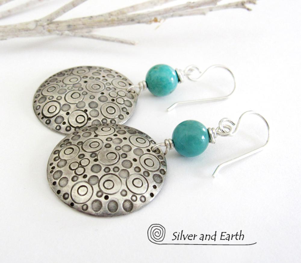 Sterling Silver & Turquoise Earrings - Unique Handcrafted Artisan Silver Jewelry