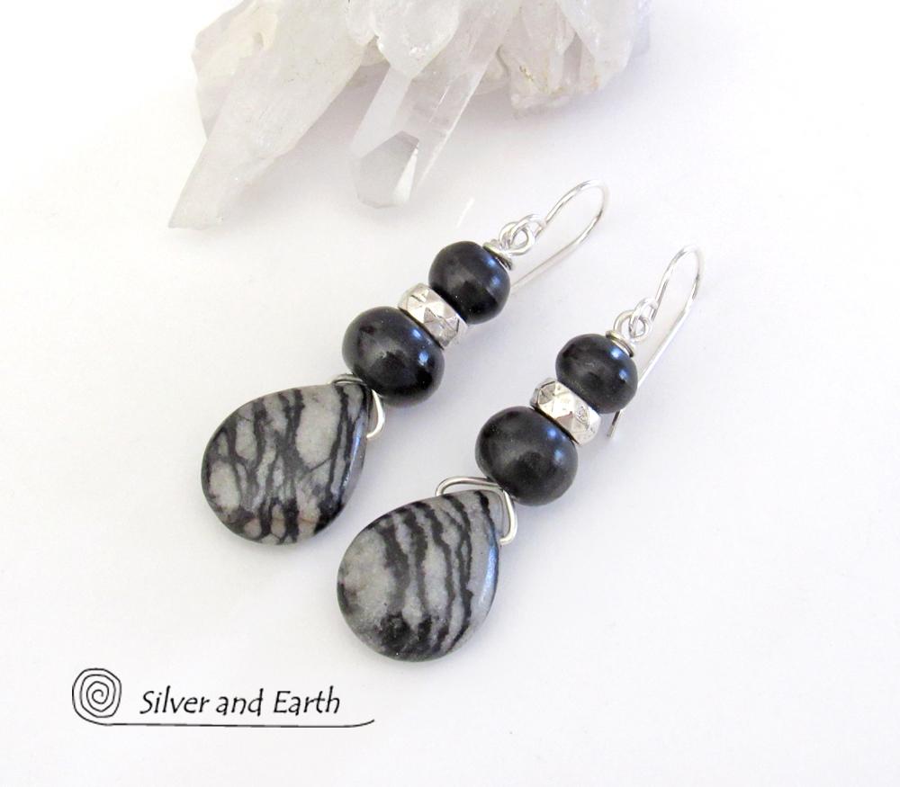 Zebra Jasper Earrings - Earthy Natural Stone Jewelry