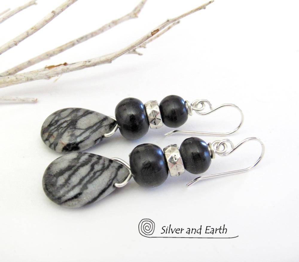 Zebra Jasper Earrings - Earthy Natural Stone Jewelry