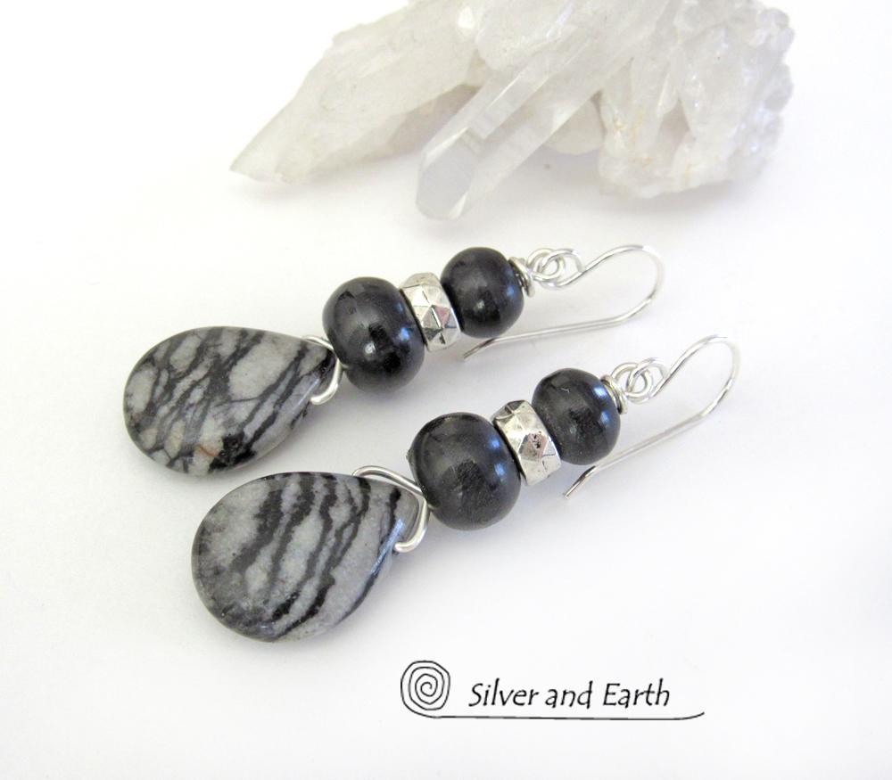 Zebra Jasper Earrings - Earthy Natural Stone Jewelry
