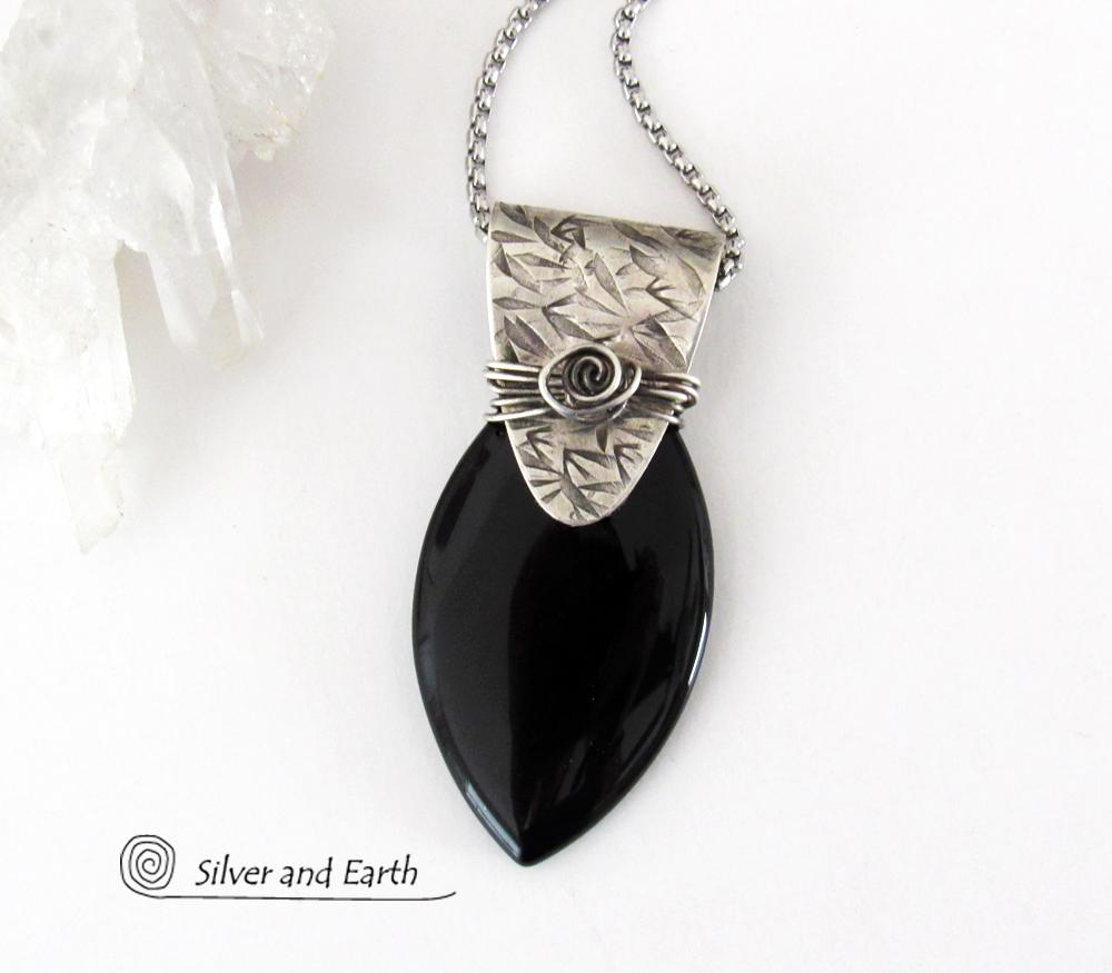 Sterling Silver & Black Onyx Pendant Necklace - Handcrafted Sterling & Gemstone Jewelry