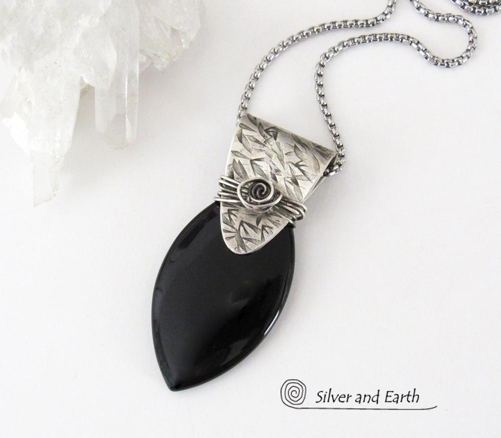 Sterling Silver & Black Onyx Pendant Necklace - Handcrafted Sterling & Gemstone Jewelry