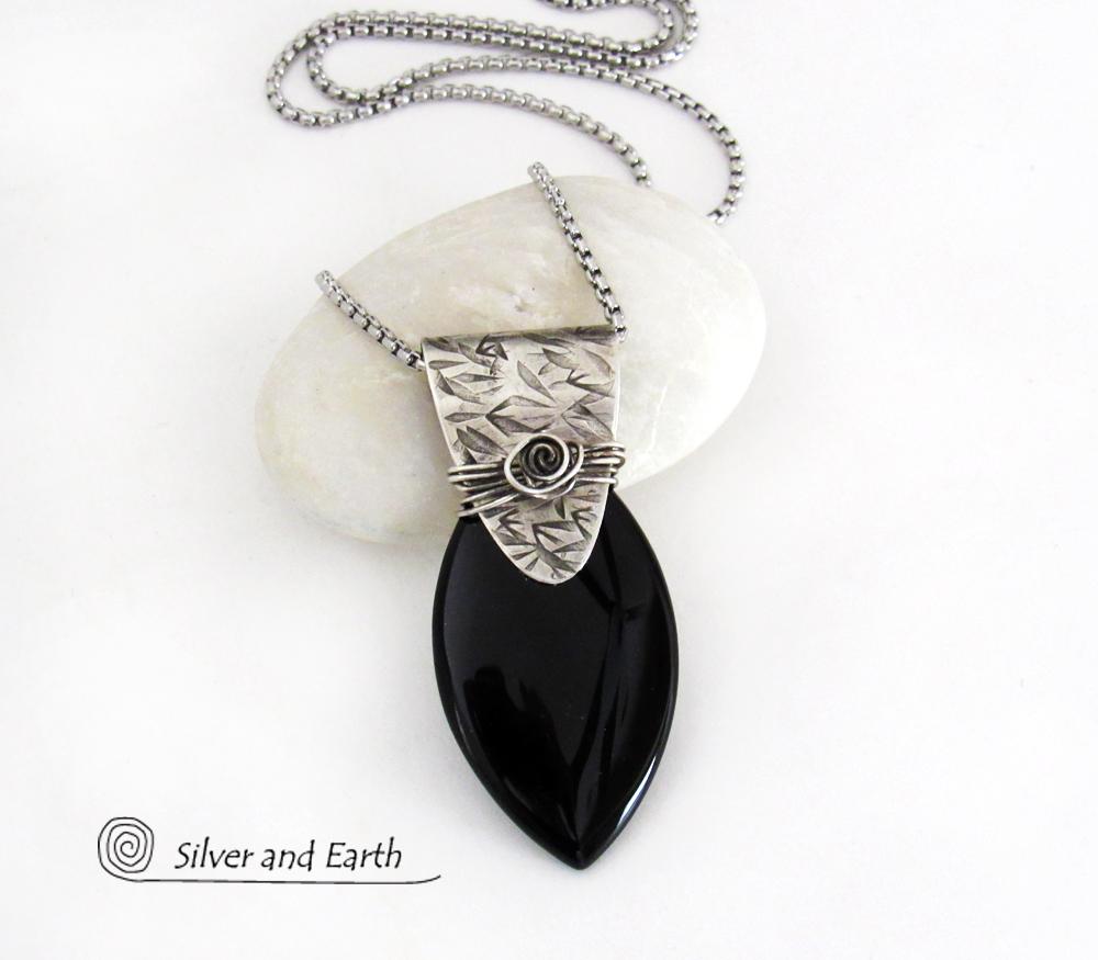 Sterling Silver & Black Onyx Pendant Necklace - Handcrafted Sterling & Gemstone Jewelry