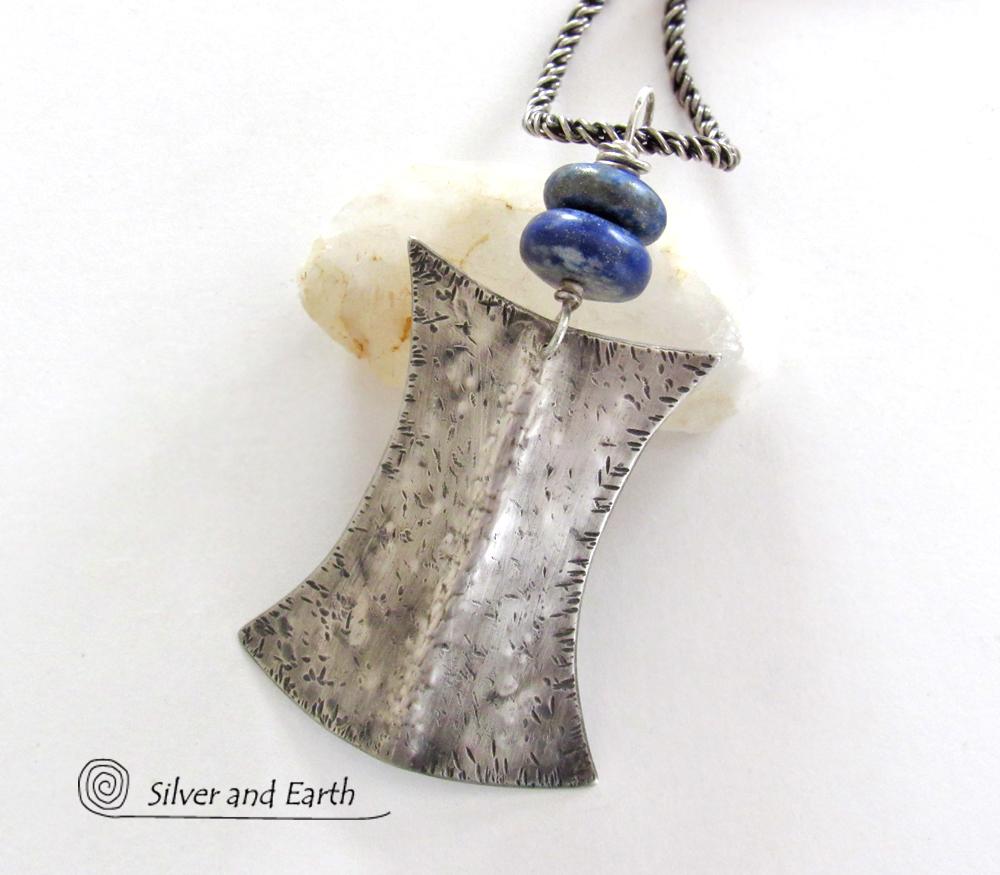 Lapis Lazuli Sterling Silver Necklace - Ethnic Tribal Inspired Jewelry