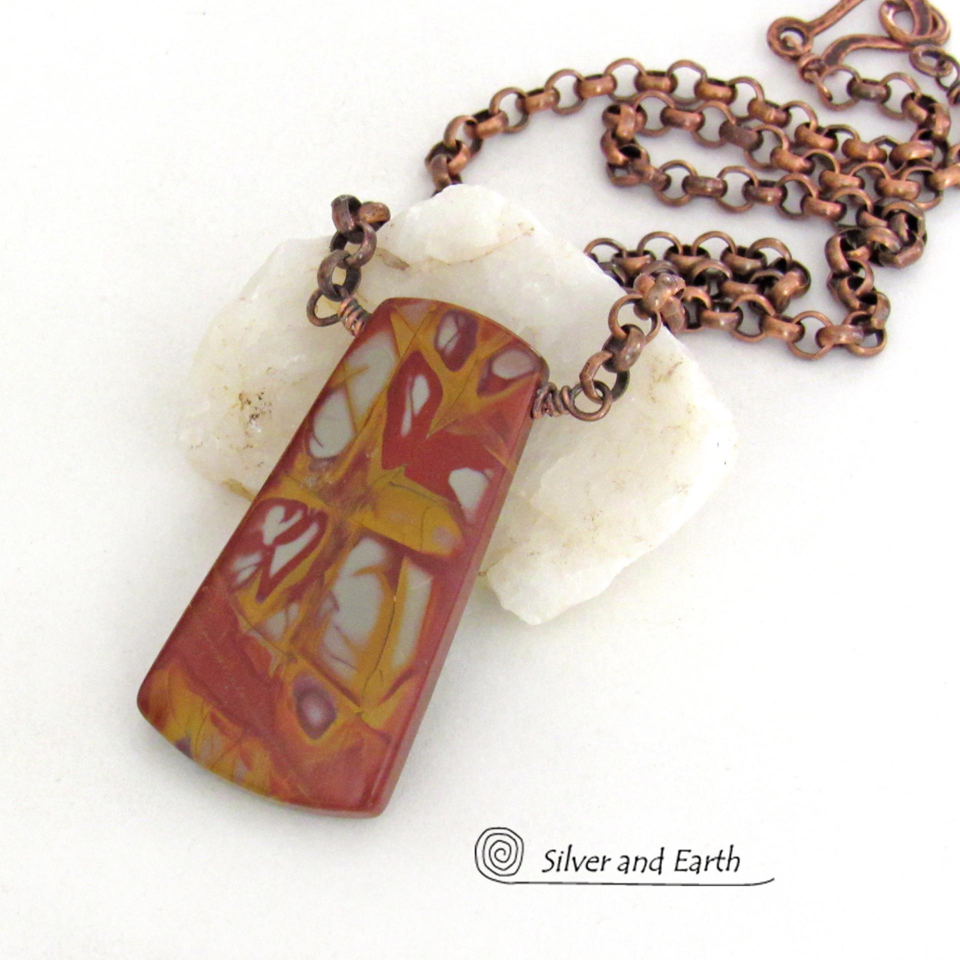 Noreena Jasper Gemstone Necklace - One of a Kind Bold Earthy Natural Australian Stone Jewelry