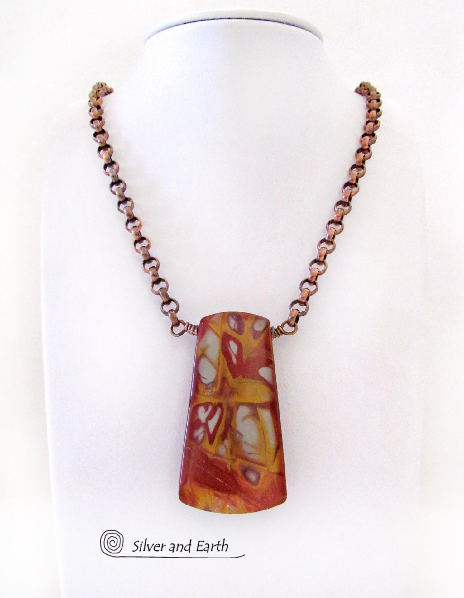 Noreena Jasper Gemstone Necklace - One of a Kind Bold Earthy Natural Australian Stone Jewelry