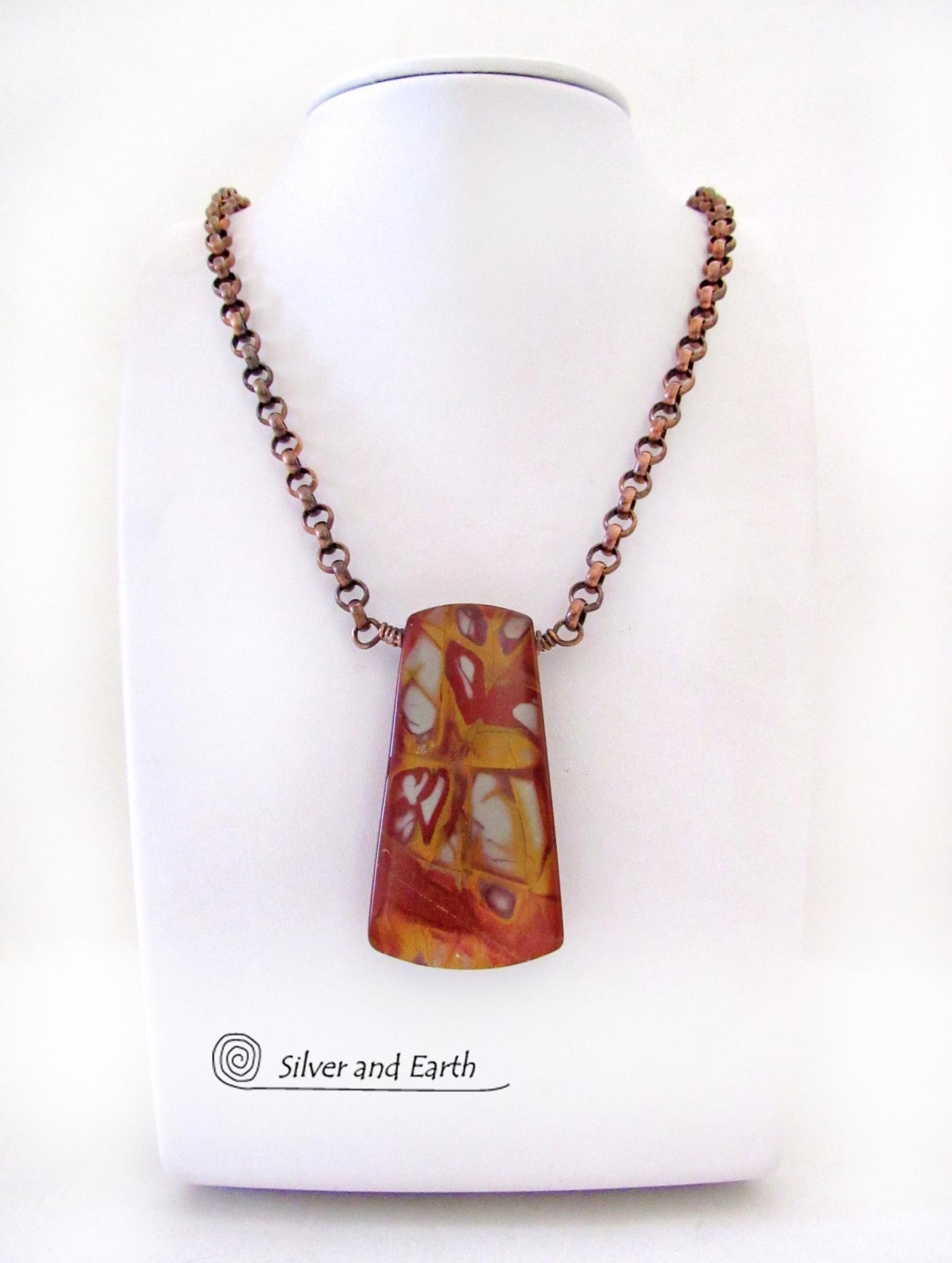 Noreena Jasper Gemstone Necklace - One of a Kind Bold Earthy Natural Australian Stone Jewelry