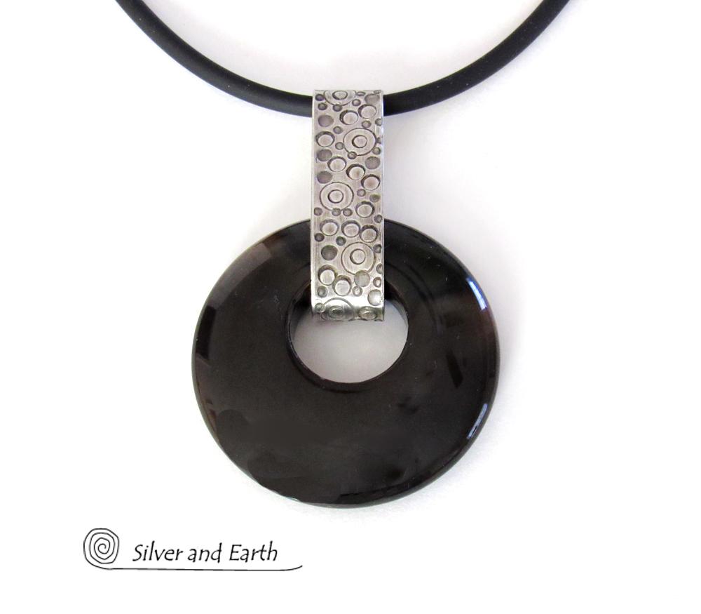 Black Onyx & Sterling Silver Necklace - Chic Modern Everyday Jewelry