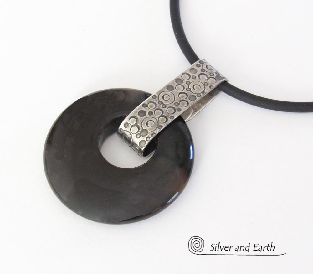 Black Onyx & Sterling Silver Necklace - Chic Modern Everyday Jewelry