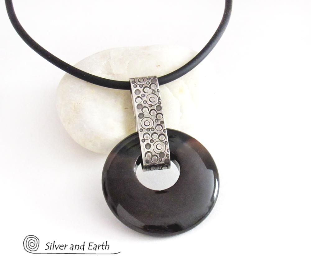 Black Onyx & Sterling Silver Necklace - Chic Modern Everyday Jewelry