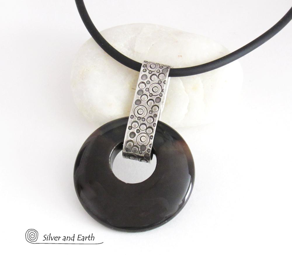 Black Onyx & Sterling Silver Necklace - Chic Modern Everyday Jewelry