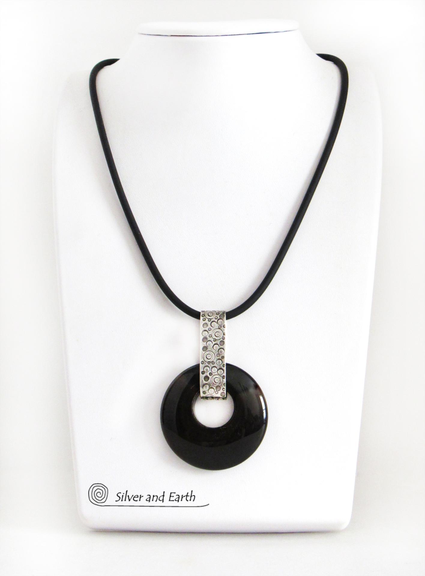 Black Onyx & Sterling Silver Necklace - Chic Modern Everyday Jewelry