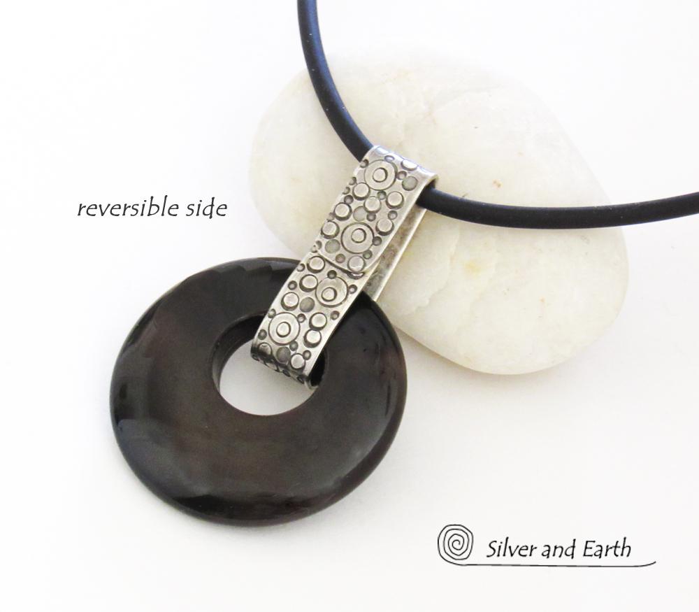 Black Onyx & Sterling Silver Necklace - Chic Modern Everyday Jewelry