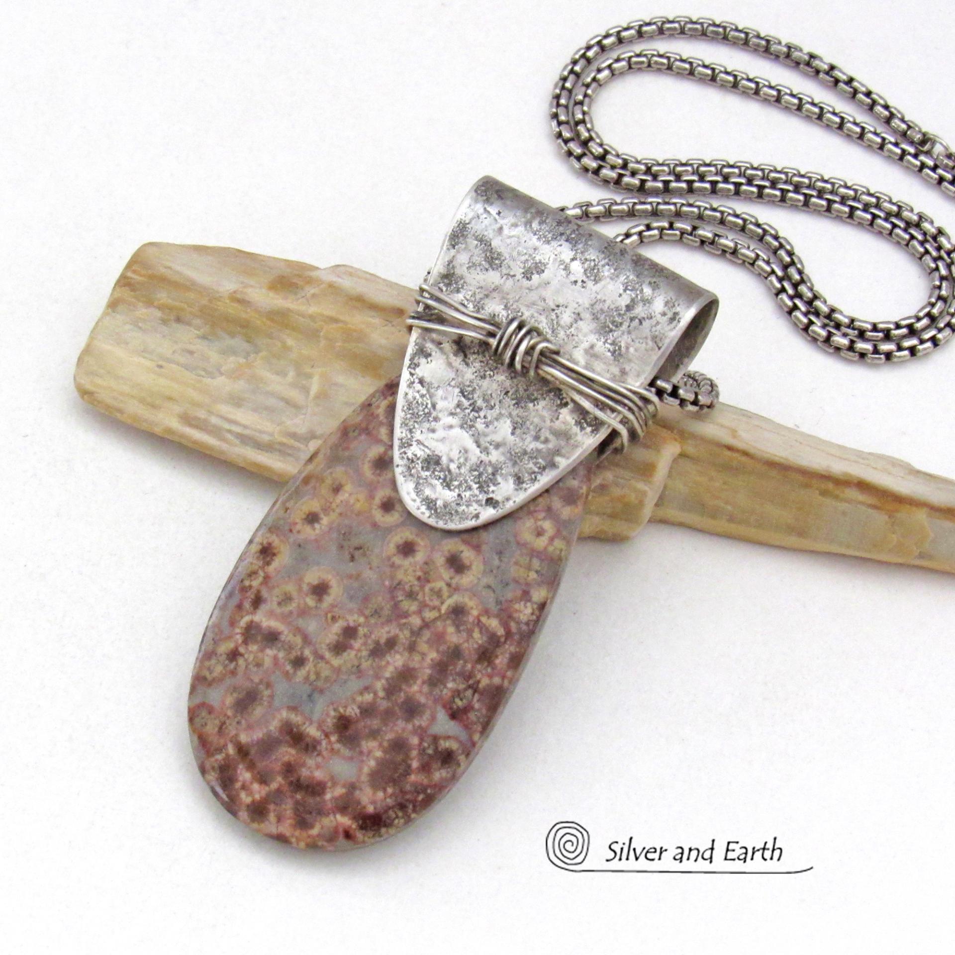 Poppy Jasper Sterling Silver Necklace - Unique Natural Stone Jewelry