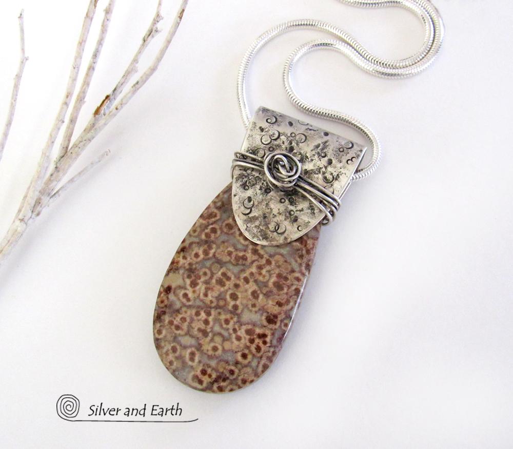 Birdseye Rhyolite Sterling Silver Necklace - One of a Kind Natural Stone Jewelry