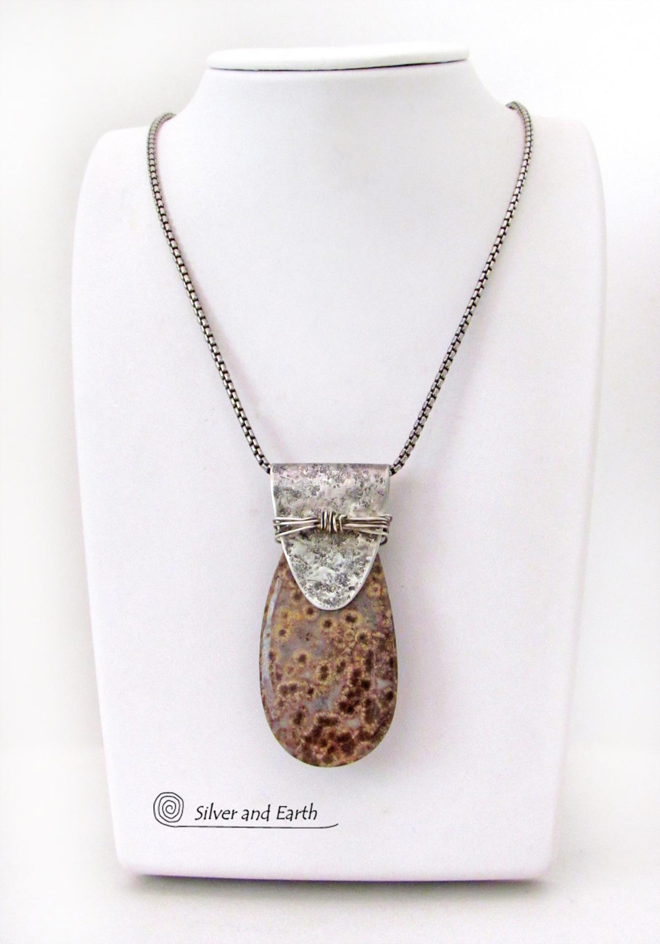 Poppy Jasper Sterling Silver Necklace - Unique Natural Stone Jewelry