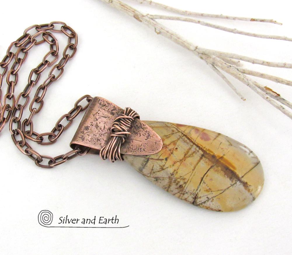 Red Creek Jasper Copper Necklace - One of a Kind Earthy Natural Stone Jewelry