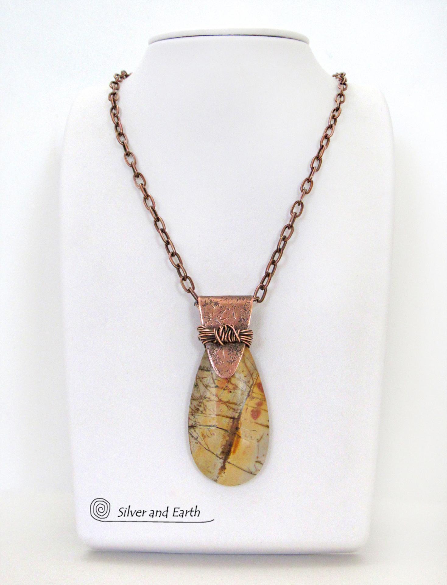 Red Creek Jasper Copper Necklace - One of a Kind Earthy Natural Stone Jewelry