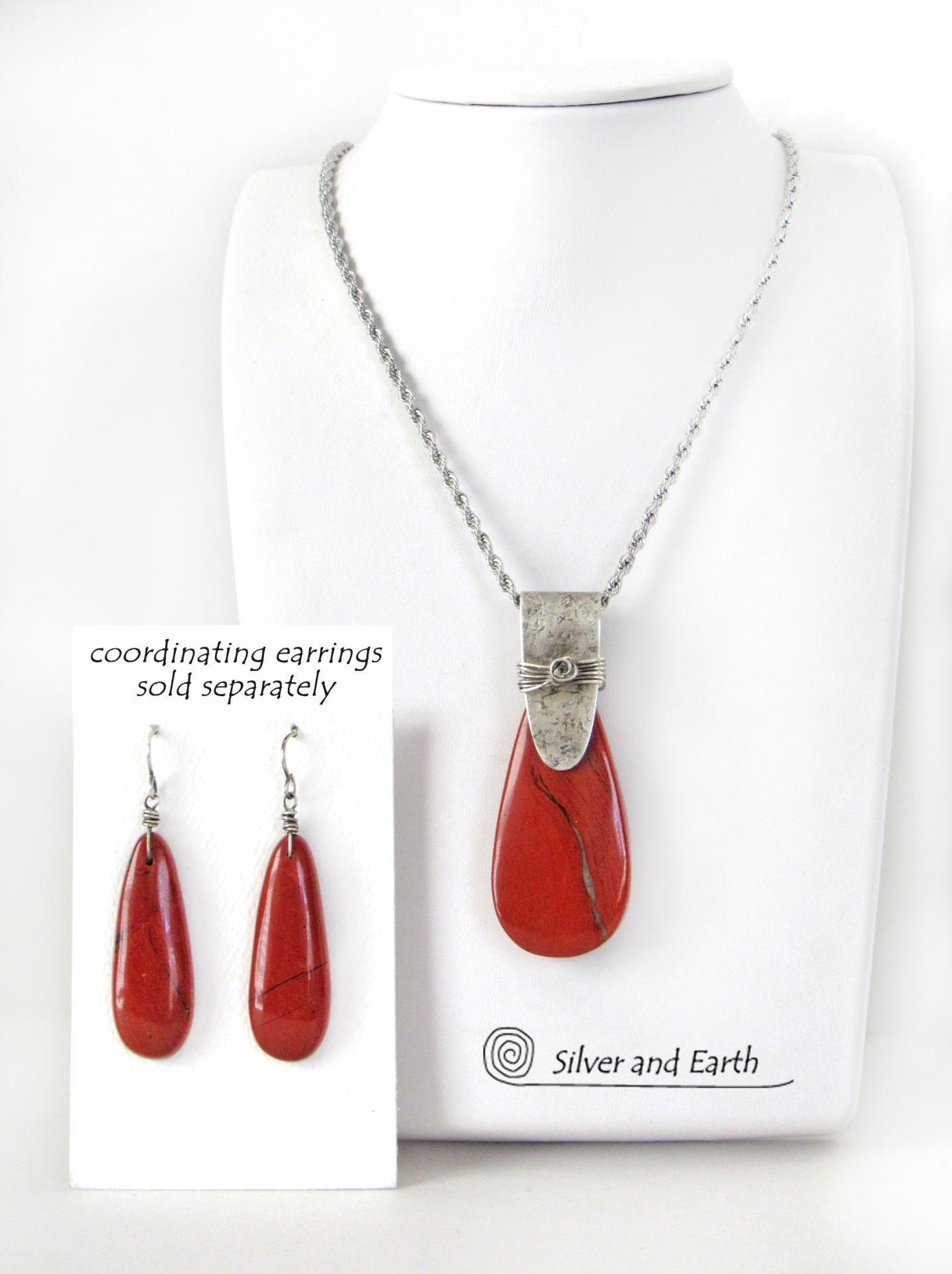 Red Jasper Sterling Silver Pendant Necklace - Artisan Handcrafted Silver & Gemstone Jewelry