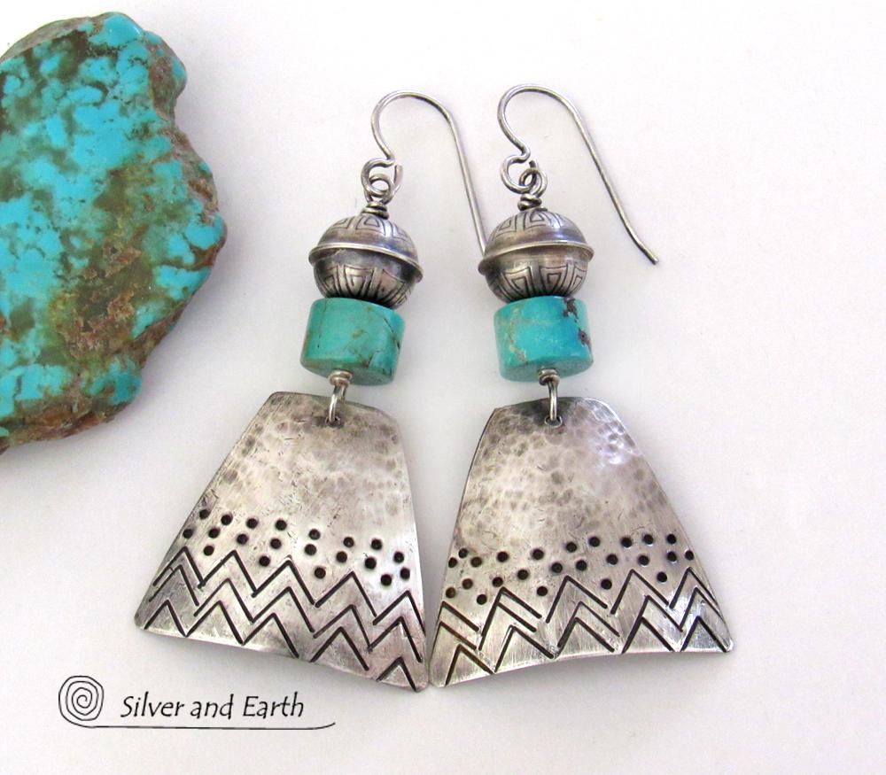 Sterling Silver Earrings with Turquoise - Southwestern Style Jewelry