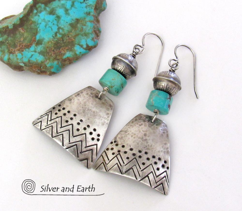 Sterling Silver Earrings with Turquoise - Southwestern Style Jewelry