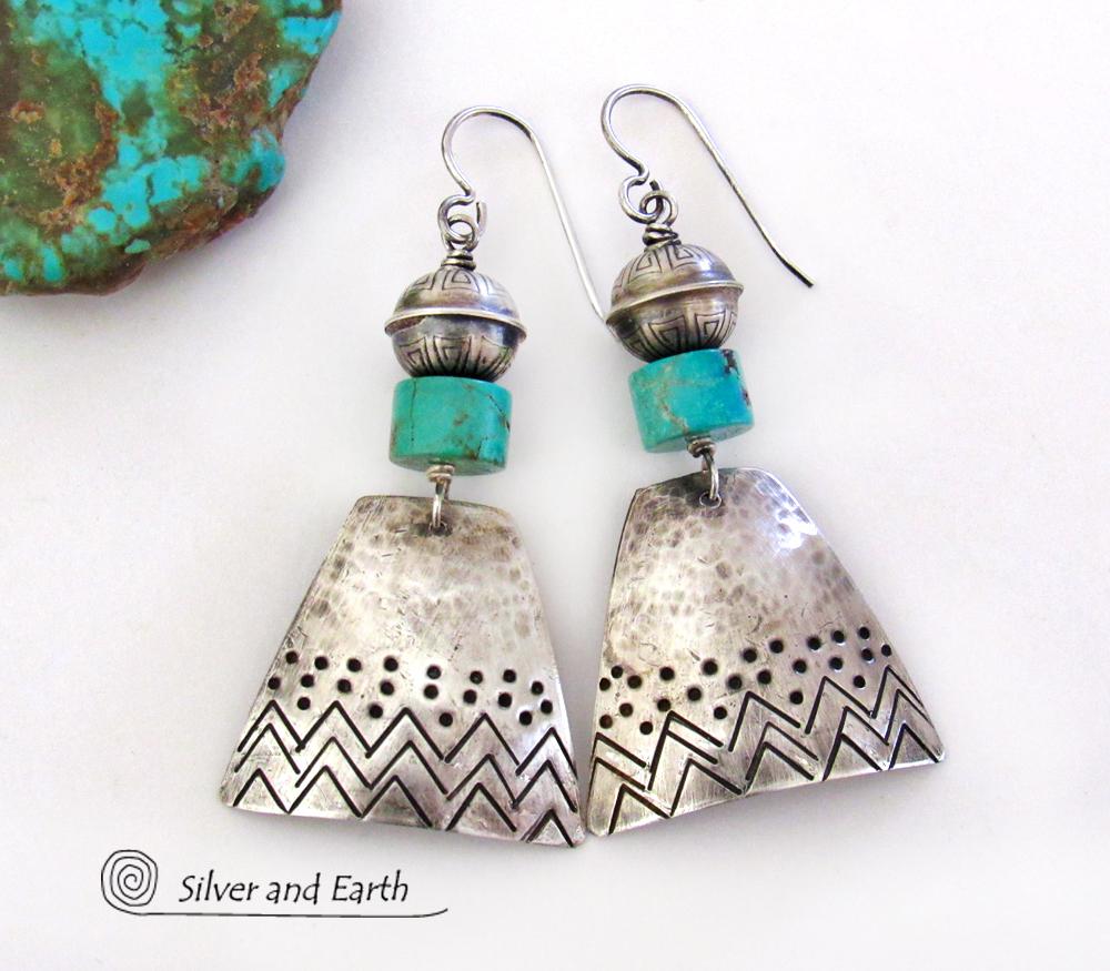 Sterling Silver Earrings with Turquoise - Southwestern Style Jewelry