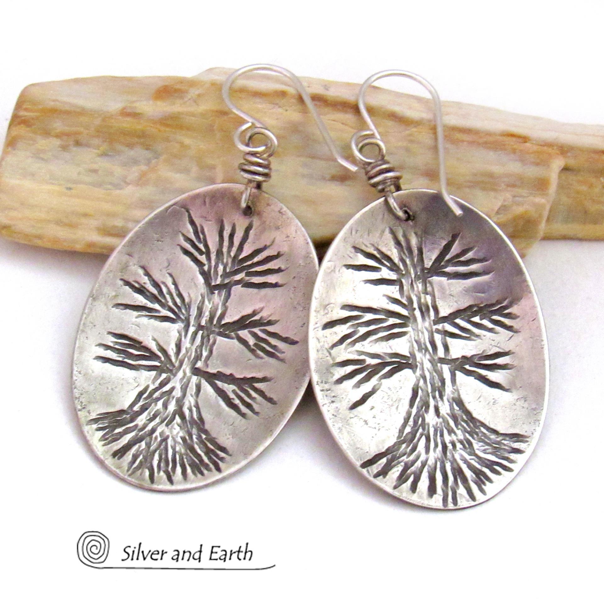 Tree of Life Sterling Silver Earrings - Earthy Nature Jewelry Gifts for Women